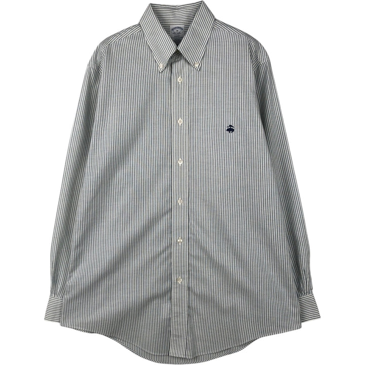 Brooks Brothers Est.1818 REGENT Stripe Pattern Long-Sleeve Button-Down Stripe Shirt (Men's Size M) Supima Cotton Green type dark green Vintage Second Hand