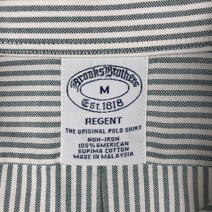 Brooks Brothers Est.1818 REGENT Stripe Pattern Long-Sleeve Button-Down Stripe Shirt (Men's Size M) Supima Cotton Green type dark green Vintage Second Hand