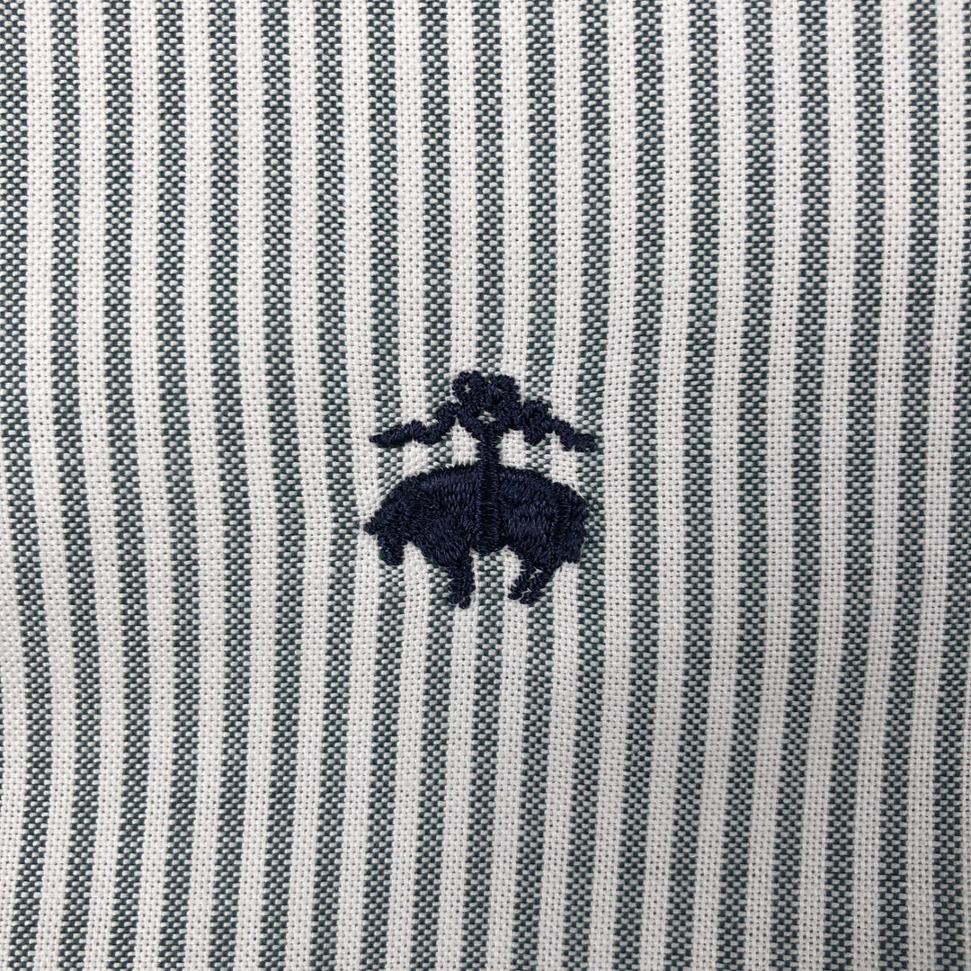 Brooks Brothers Est.1818 REGENT Stripe Pattern Long-Sleeve Button-Down Stripe Shirt (Men's Size M) Supima Cotton Green type dark green Vintage Second Hand