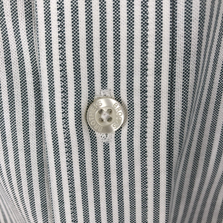 Brooks Brothers Est.1818 REGENT Stripe Pattern Long-Sleeve Button-Down Stripe Shirt (Men's Size M) Supima Cotton Green type dark green Vintage Second Hand