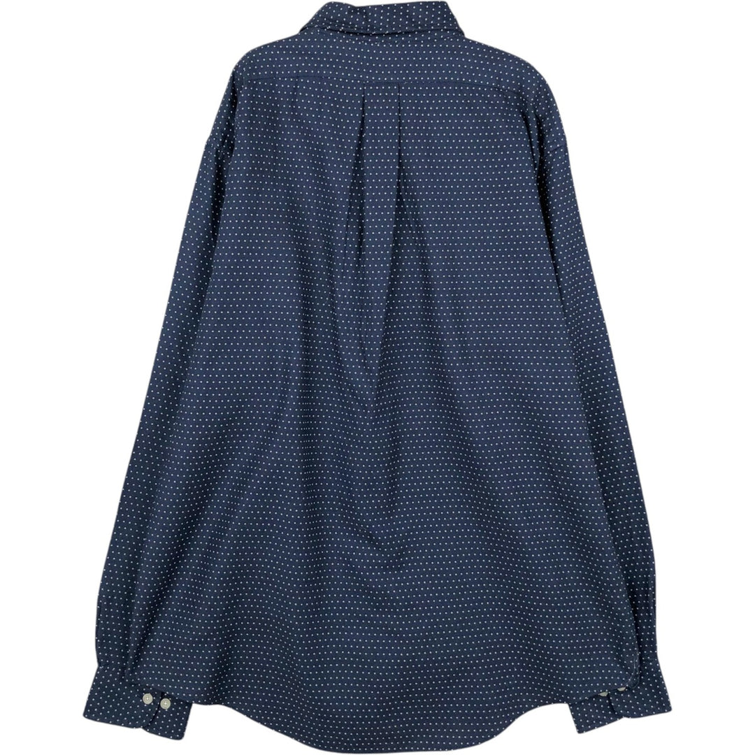 Brooks Brothers Est.1818 Dot Pattern Long-Sleeve Button-Down Shirt, Men's Size XL (approx.) Supima Cotton navy blue type Vintage Second Hand
