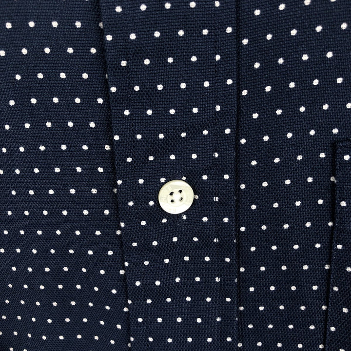 Brooks Brothers Est.1818 Dot Pattern Long-Sleeve Button-Down Shirt, Men's Size XL (approx.) Supima Cotton navy blue type Vintage Second Hand