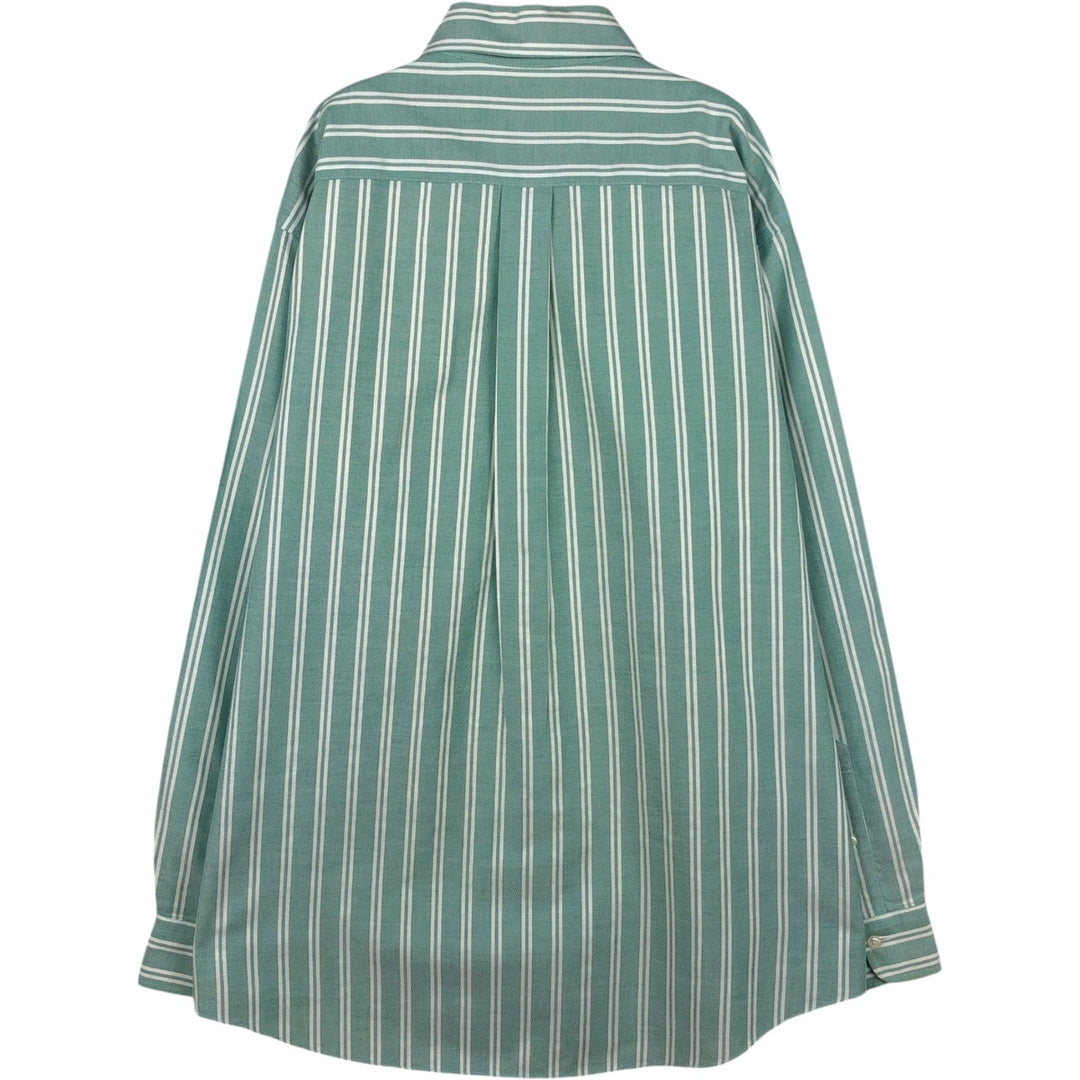 Brooks Brothers 346 Multi-Stripe Long-Sleeve Button-Down Striped Shirt, Men's Size L (approx.) Supima Cotton green type Vintage Second Hand