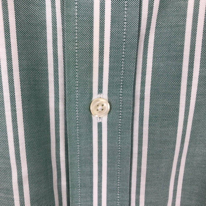 Brooks Brothers 346 Multi-Stripe Long-Sleeve Button-Down Striped Shirt, Men's Size L (approx.) Supima Cotton green type Vintage Second Hand