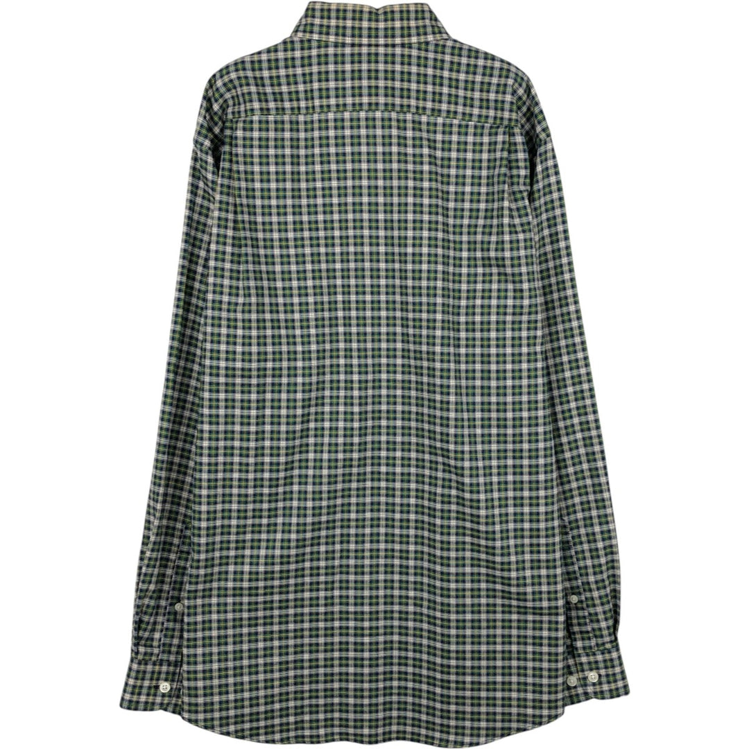 90s-00'S L.L.Bean WRINKLE RESISTANT TRIM FIT Long-Sleeve Button-Down Check Shirt, Men's Size M (approx.), Vintage cotton green type Vintage Second Hand