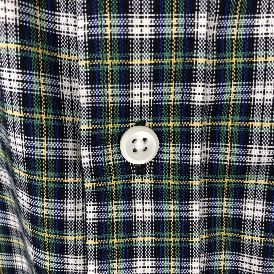 90s-00'S L.L.Bean WRINKLE RESISTANT TRIM FIT Long-Sleeve Button-Down Check Shirt, Men's Size M (approx.), Vintage cotton green type Vintage Second Hand