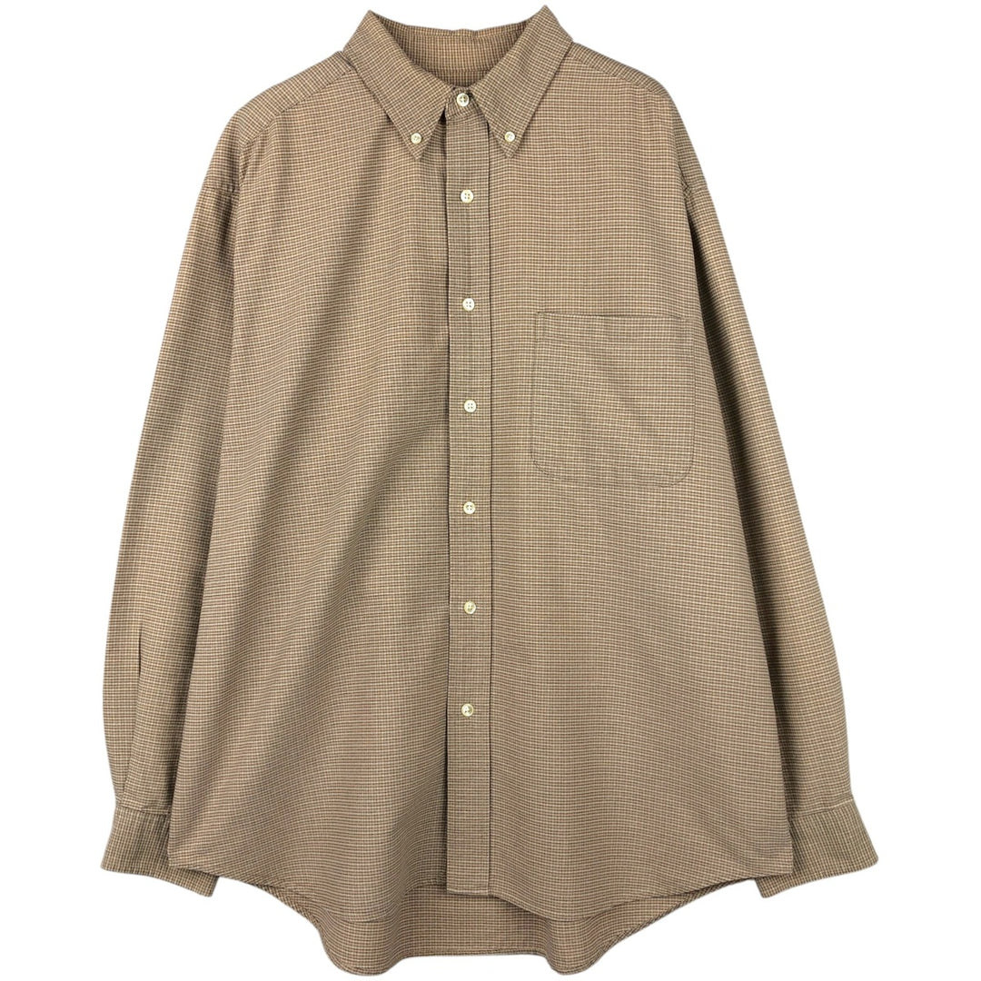 Eddie Bauer long-sleeved button-down check shirt, men's size L (approx.) cotton Beige type Vintage Second Hand