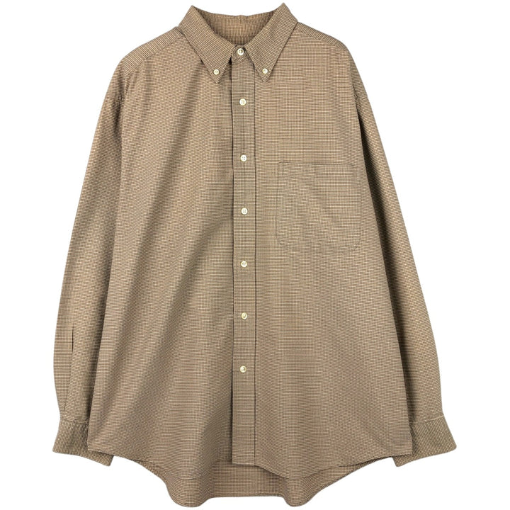Eddie Bauer long-sleeved button-down check shirt, men's size L (approx.) cotton Beige type Vintage Second Hand
