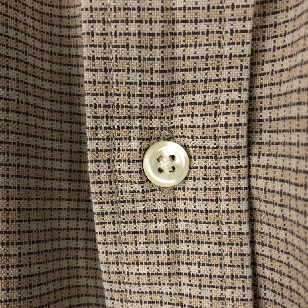 Eddie Bauer long-sleeved button-down check shirt, men's size L (approx.) cotton Beige type Vintage Second Hand