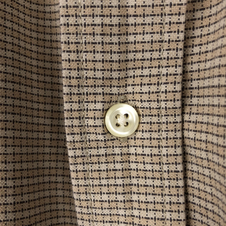 Eddie Bauer long-sleeved button-down check shirt, men's size L (approx.) cotton Beige type Vintage Second Hand