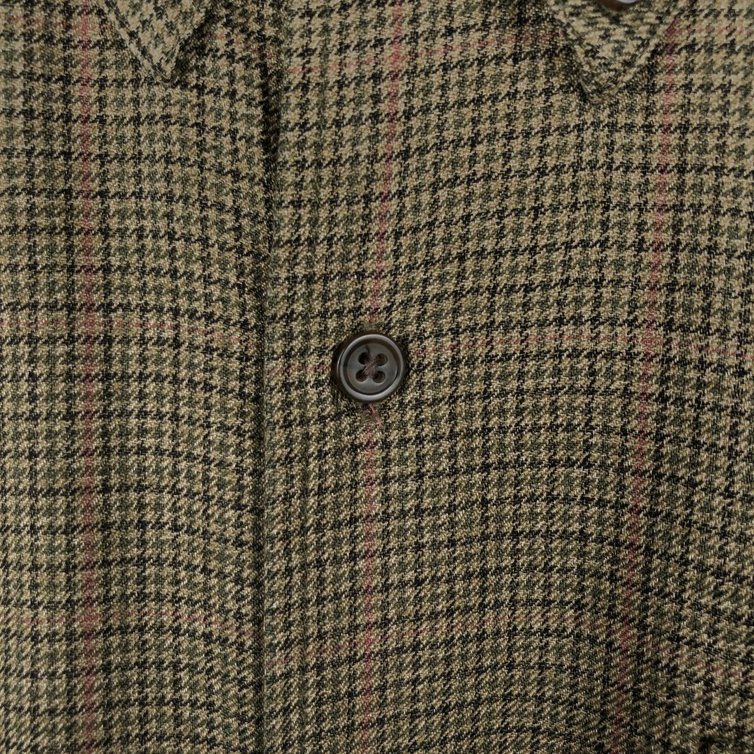 Orvis Gun Club Check Long-Sleeve Button-Down Check Shirt, Men's Size M (approx.) silk Khaki type Vintage Second Hand