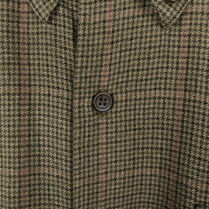 Orvis Gun Club Check Long-Sleeve Button-Down Check Shirt, Men's Size M (approx.) silk Khaki type Vintage Second Hand