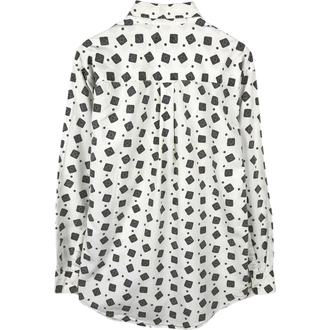 Woolrich WOOLRICH all-over print long-sleeved button-down shirt, men's size M (approx.) cotton white type Vintage Second Hand