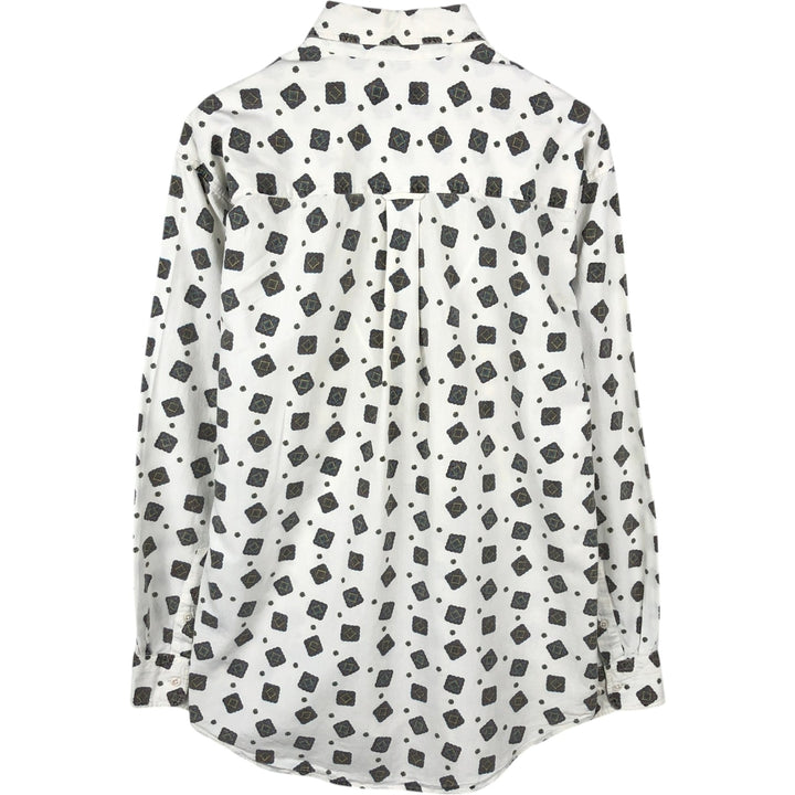 Woolrich WOOLRICH all-over print long-sleeved button-down shirt, men's size M (approx.) cotton white type Vintage Second Hand