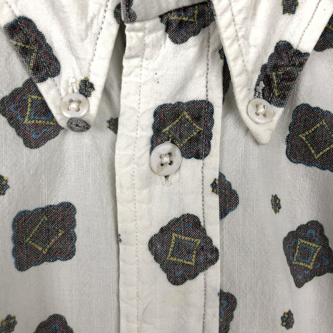 Woolrich WOOLRICH all-over print long-sleeved button-down shirt, men's size M (approx.) cotton white type Vintage Second Hand