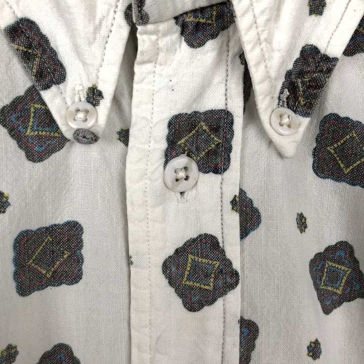 Woolrich WOOLRICH all-over print long-sleeved button-down shirt, men's size M (approx.) cotton white type Vintage Second Hand