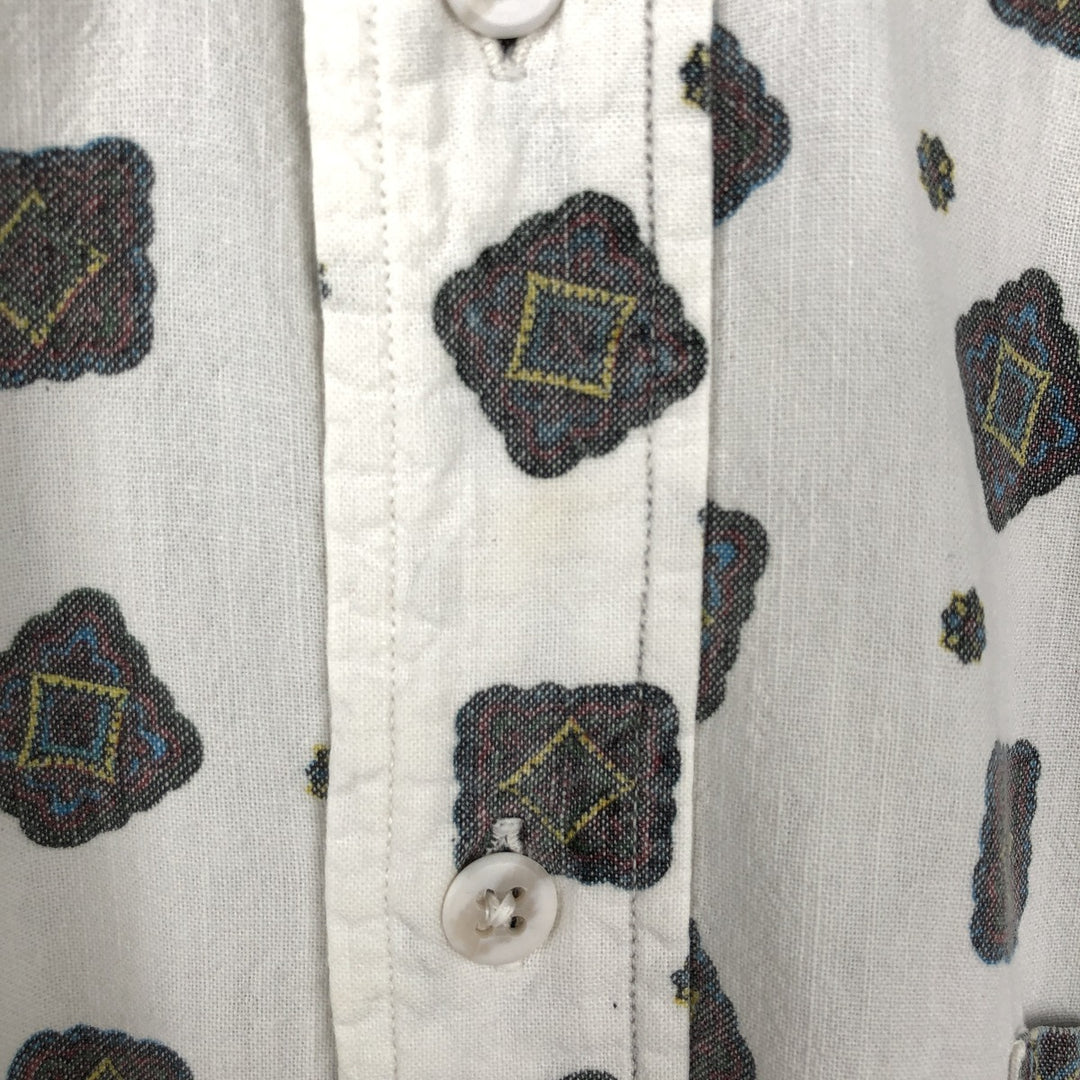 Woolrich WOOLRICH all-over print long-sleeved button-down shirt, men's size M (approx.) cotton white type Vintage Second Hand