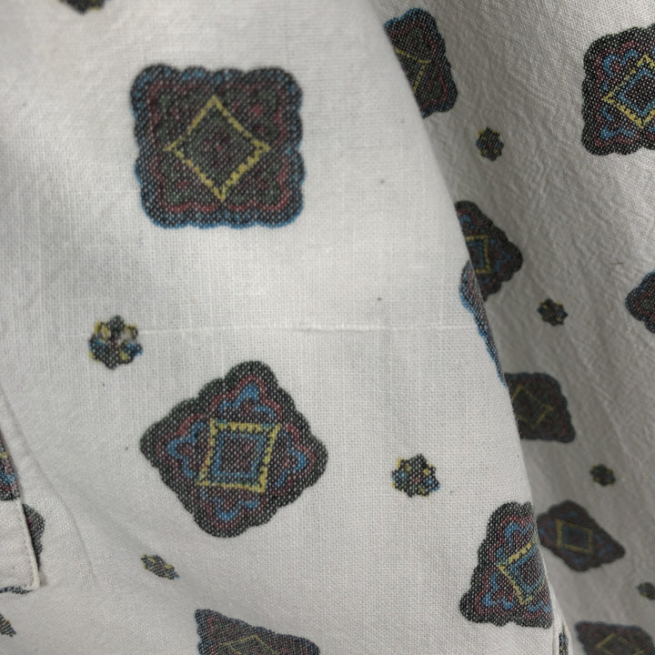 Woolrich WOOLRICH all-over print long-sleeved button-down shirt, men's size M (approx.) cotton white type Vintage Second Hand