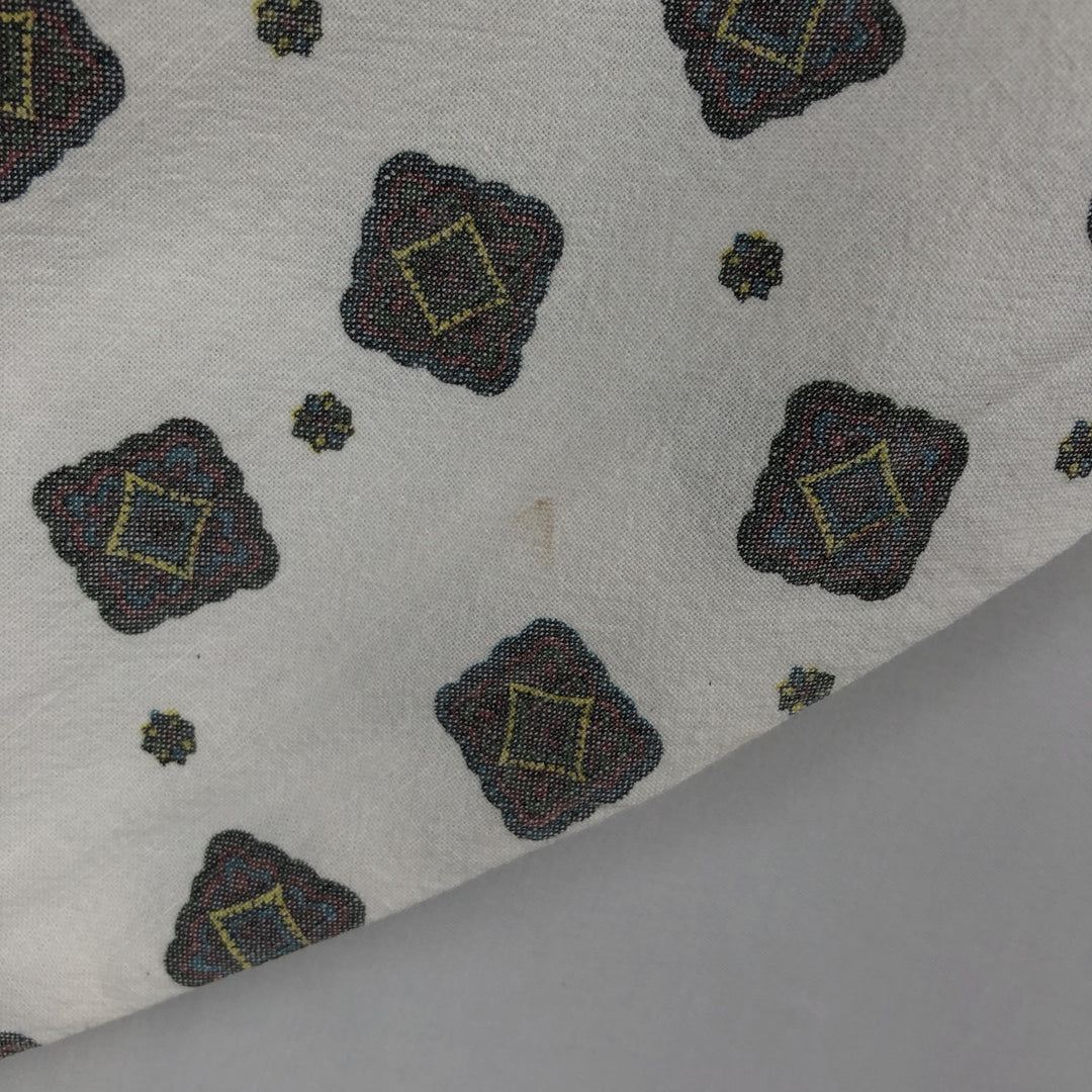 Woolrich WOOLRICH all-over print long-sleeved button-down shirt, men's size M (approx.) cotton white type Vintage Second Hand