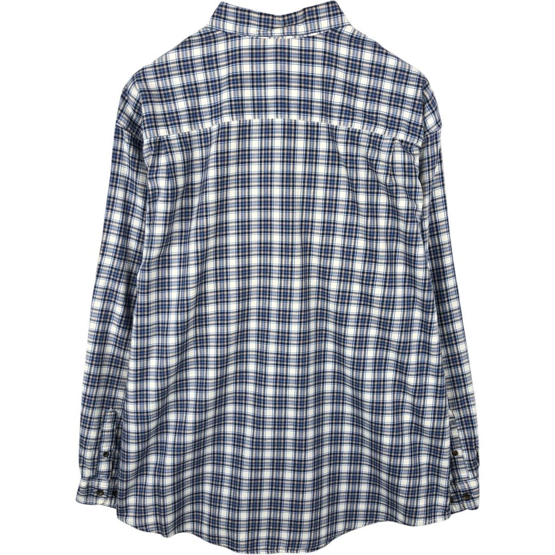 Eddie Bauer long-sleeved check shirt, men's size XL (approx.) cotton blue type Vintage Second Hand