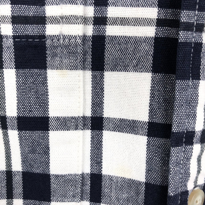 Eddie Bauer long-sleeved check shirt, men's size XL (approx.) cotton navy blue type Vintage Second Hand