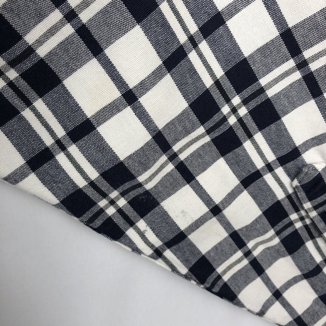 Eddie Bauer long-sleeved check shirt, men's size XL (approx.) cotton navy blue type Vintage Second Hand