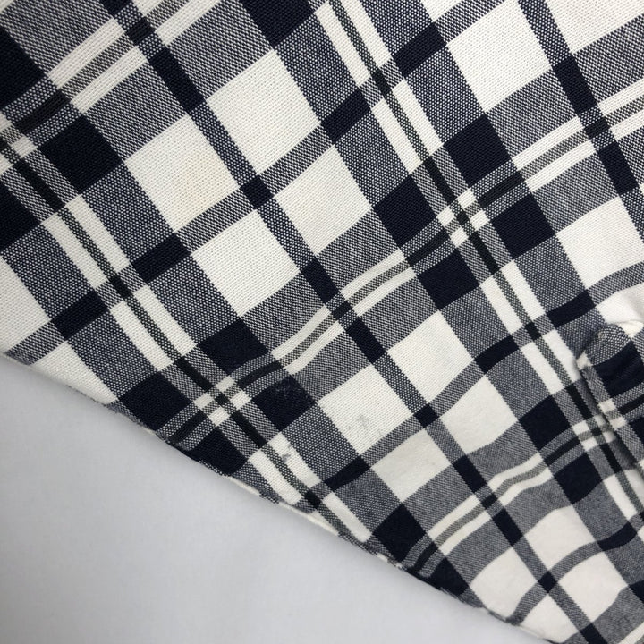 Eddie Bauer long-sleeved check shirt, men's size XL (approx.) cotton navy blue type Vintage Second Hand