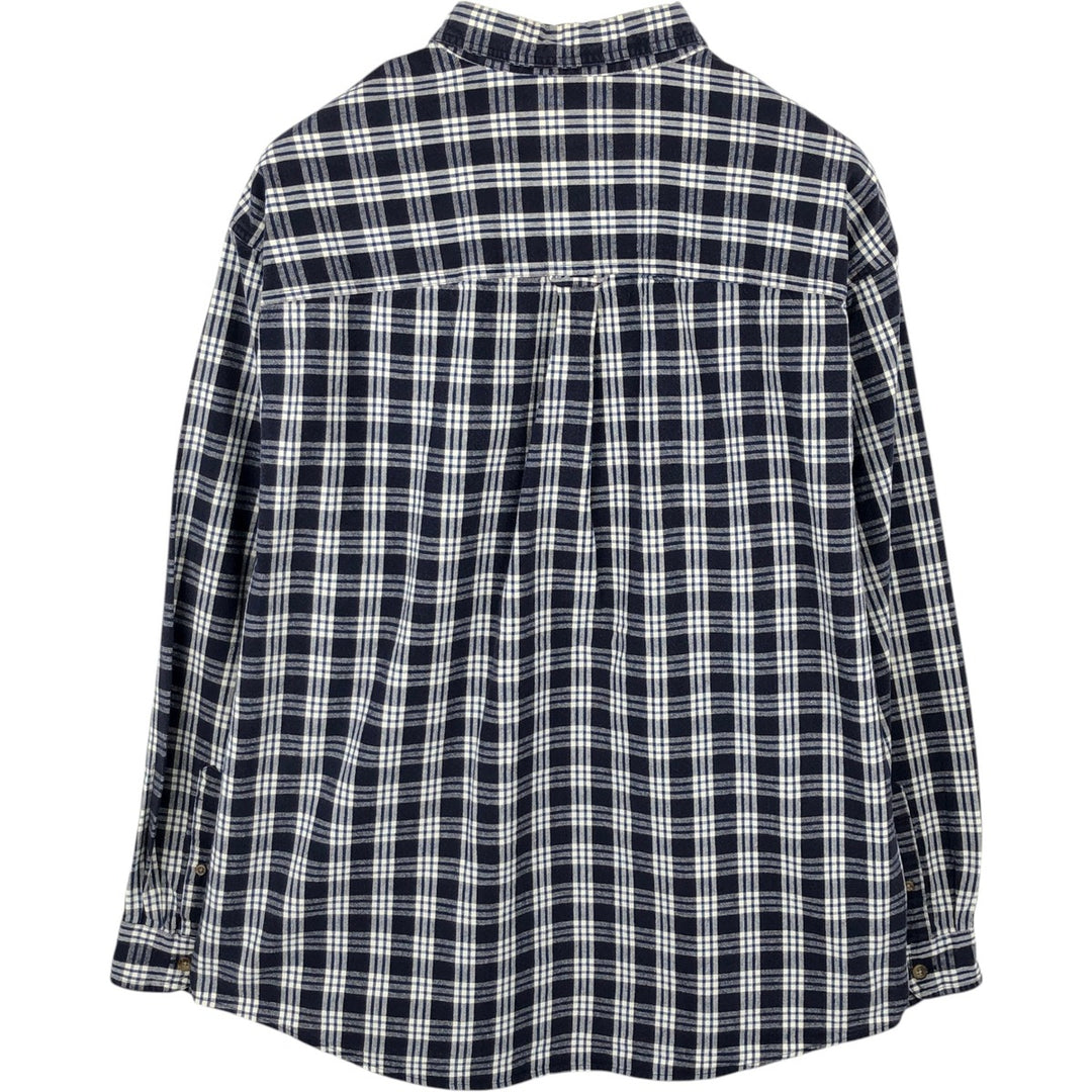 Eddie Bauer short sleeve button down check shirt, men's XL size cotton navy blue type Vintage Second Hand
