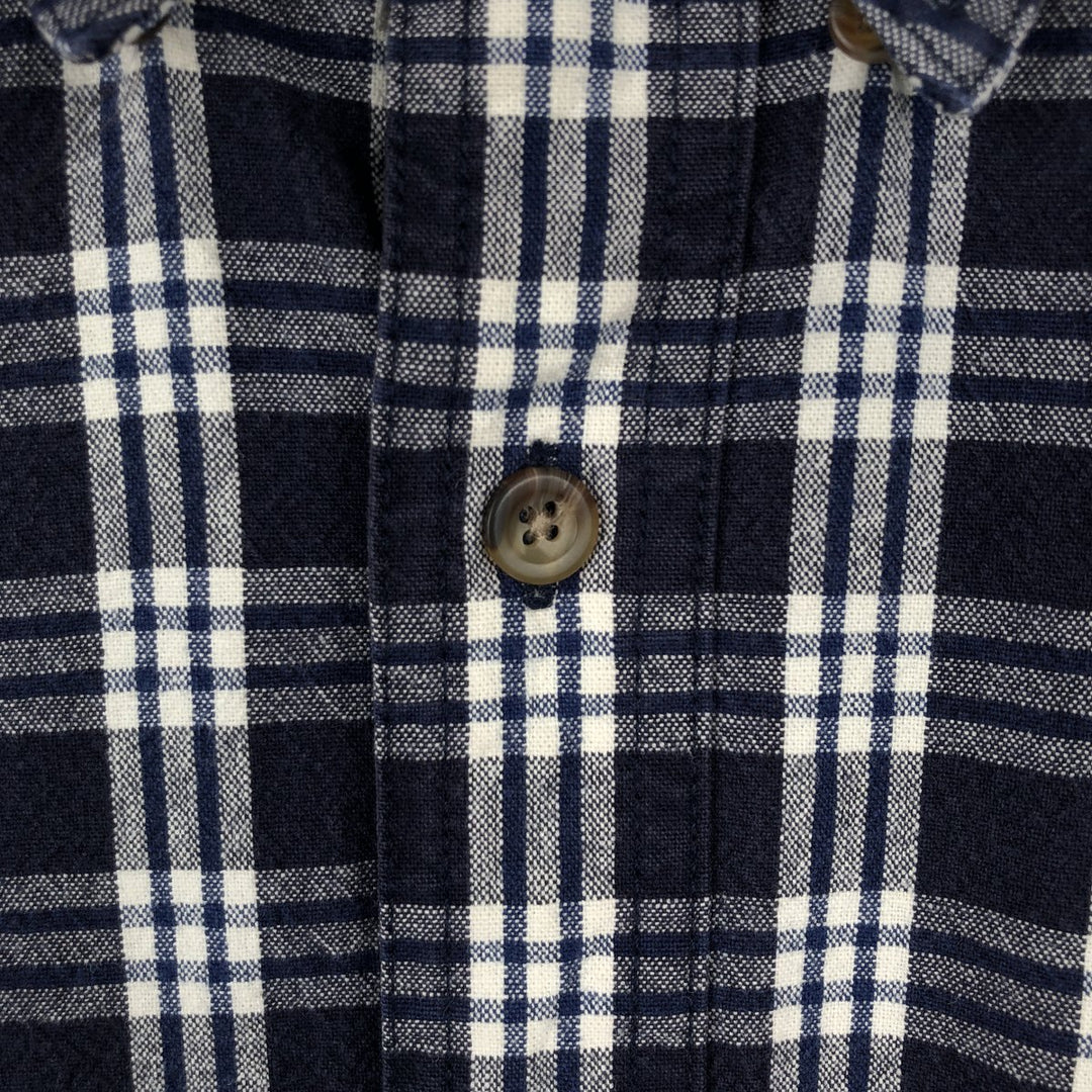 Eddie Bauer short sleeve button down check shirt, men's XL size cotton navy blue type Vintage Second Hand