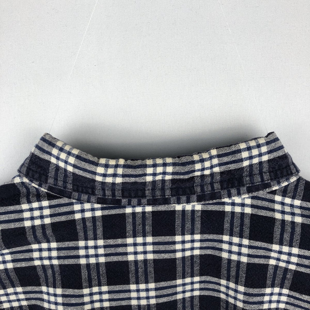 Eddie Bauer short sleeve button down check shirt, men's XL size cotton navy blue type Vintage Second Hand