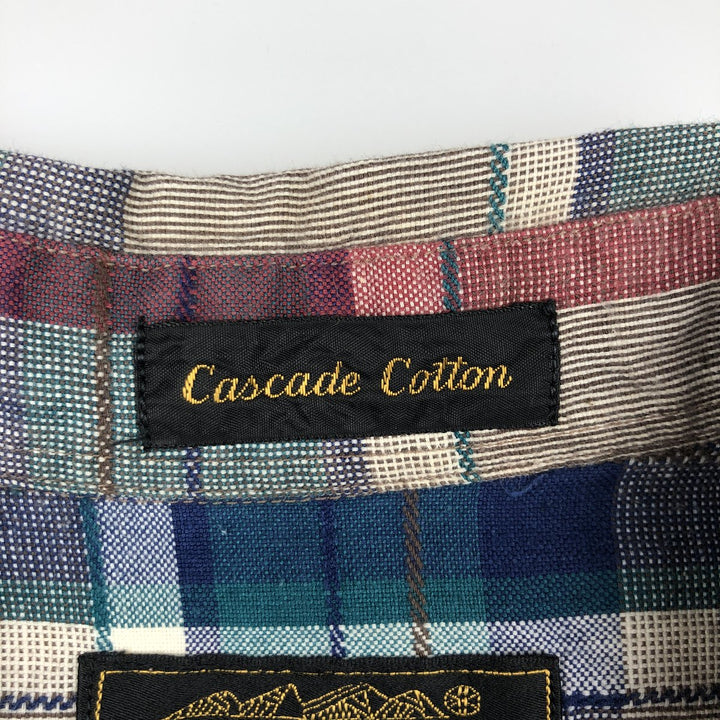 80s-90'S Eddie Bauer Cascade Cotton Black Tag Long-Sleeve Cotton Check Shirt Men's Size L (Equivalent) Vintage cotton navy blue type Vintage Second Hand