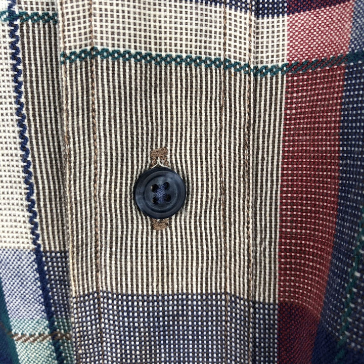 80s-90'S Eddie Bauer Cascade Cotton Black Tag Long-Sleeve Cotton Check Shirt Men's Size L (Equivalent) Vintage cotton navy blue type Vintage Second Hand
