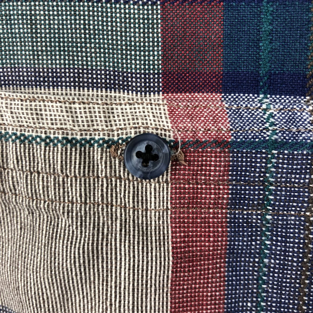 80s-90'S Eddie Bauer Cascade Cotton Black Tag Long-Sleeve Cotton Check Shirt Men's Size L (Equivalent) Vintage cotton navy blue type Vintage Second Hand