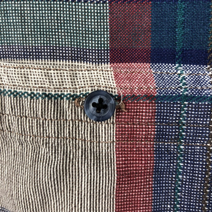 80s-90'S Eddie Bauer Cascade Cotton Black Tag Long-Sleeve Cotton Check Shirt Men's Size L (Equivalent) Vintage cotton navy blue type Vintage Second Hand