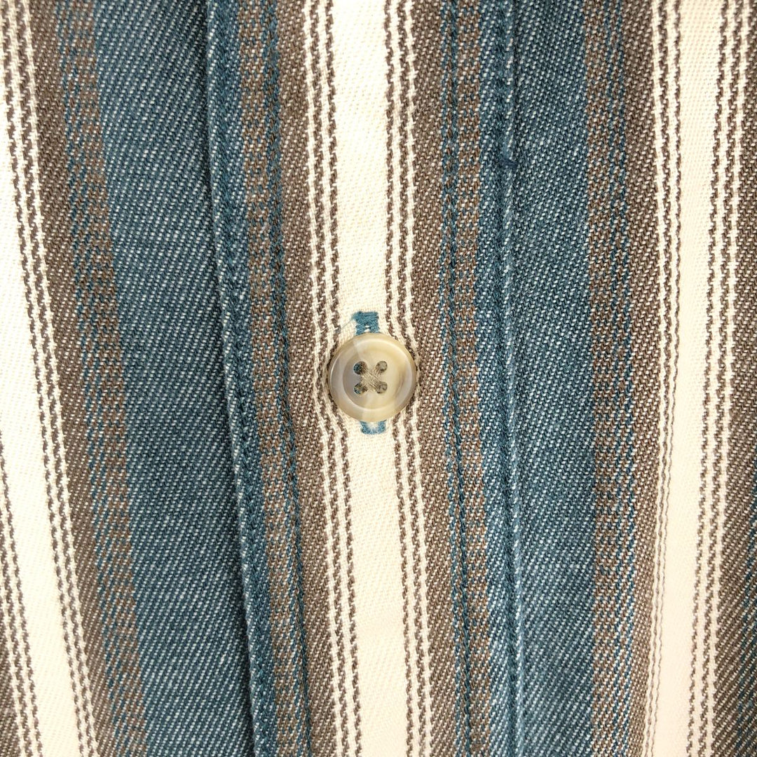 90'S Eddie Bauer Elkhorn Twill Multi-Striped Long-Sleeve Cotton Stripe Shirt, Men's Size XL (Vintage) cotton green type Vintage Second Hand