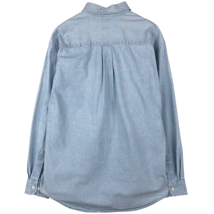 90'S GAP (Old GAP) Long-Sleeve Cotton Stripe Shirt, Made in Canada, Men's Size M (Equivalent), Vintage cotton Blue type light blue Vintage Second Hand