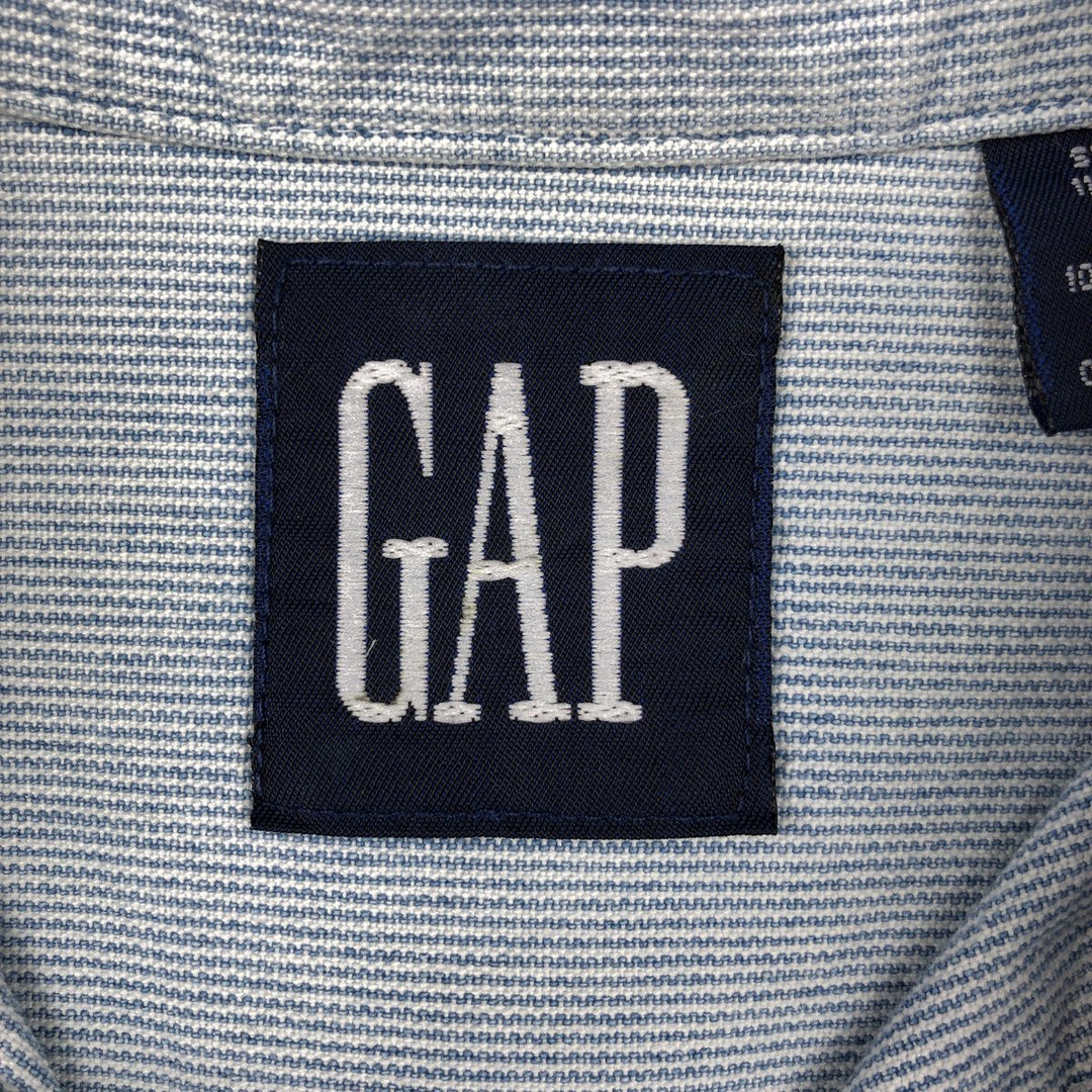 90'S GAP (Old GAP) Long-Sleeve Cotton Stripe Shirt, Made in Canada, Men's Size M (Equivalent), Vintage cotton Blue type light blue Vintage Second Hand