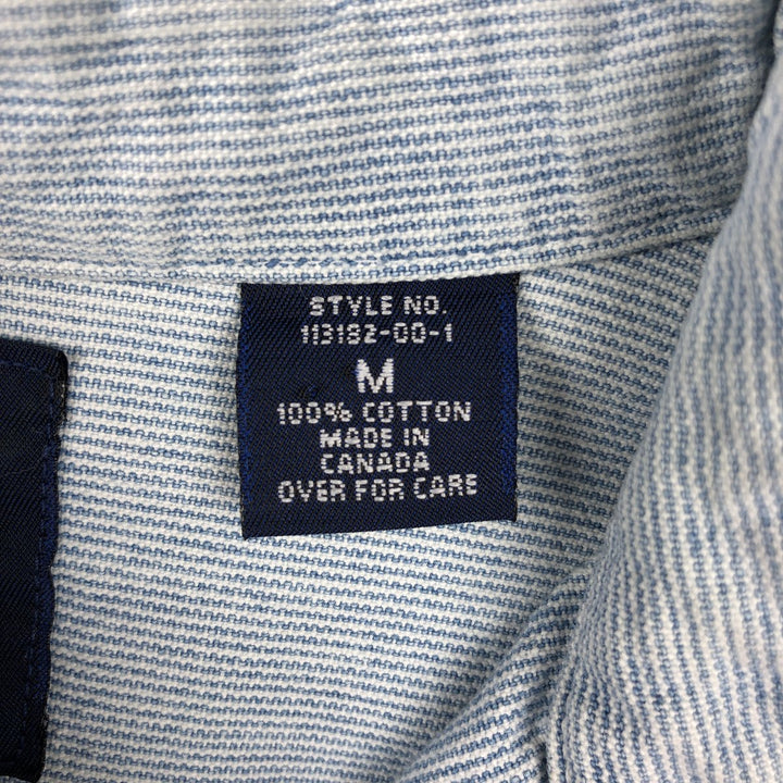 90'S GAP (Old GAP) Long-Sleeve Cotton Stripe Shirt, Made in Canada, Men's Size M (Equivalent), Vintage cotton Blue type light blue Vintage Second Hand