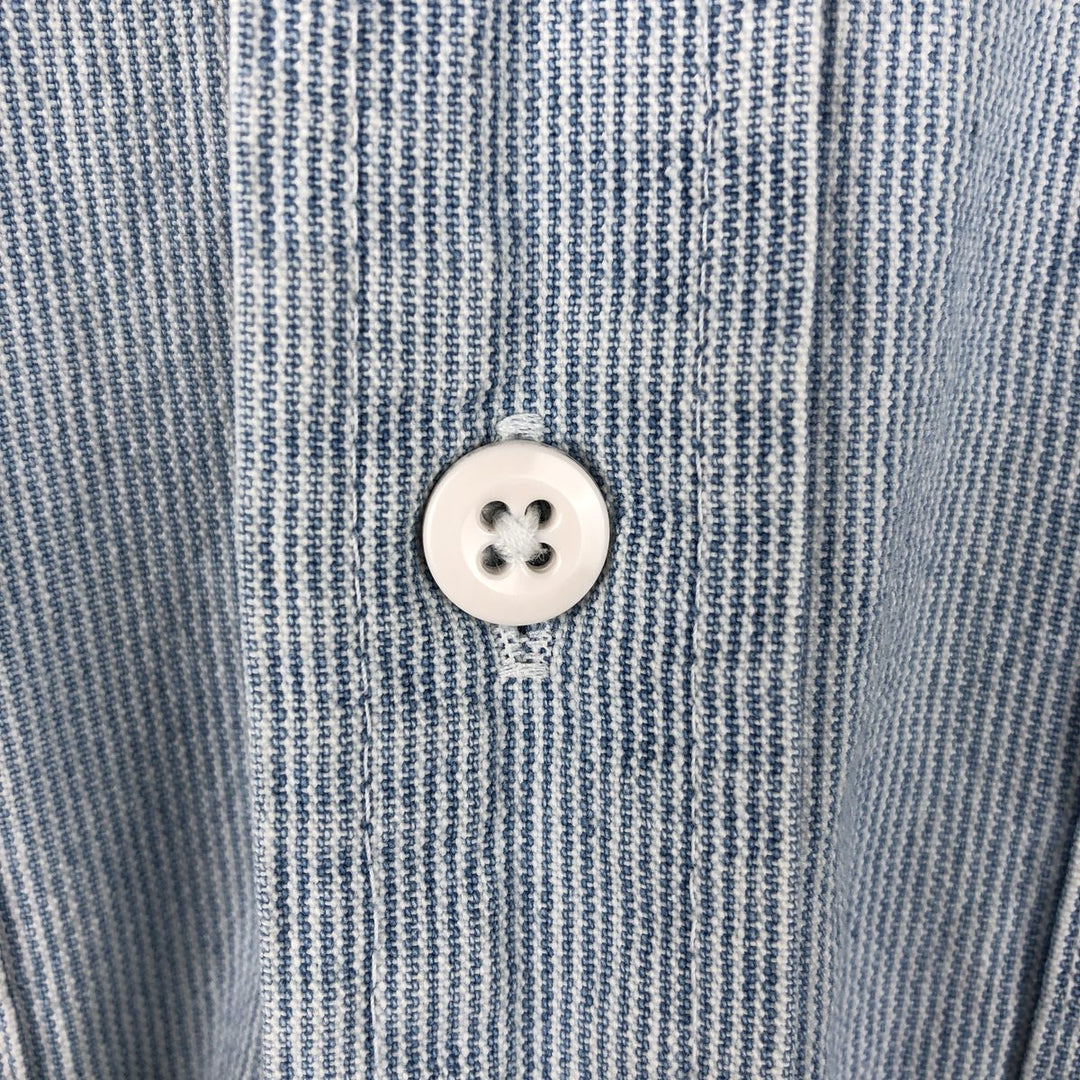 90'S GAP (Old GAP) Long-Sleeve Cotton Stripe Shirt, Made in Canada, Men's Size M (Equivalent), Vintage cotton Blue type light blue Vintage Second Hand