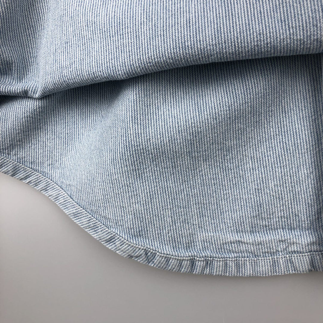 90'S GAP (Old GAP) Long-Sleeve Cotton Stripe Shirt, Made in Canada, Men's Size M (Equivalent), Vintage cotton Blue type light blue Vintage Second Hand