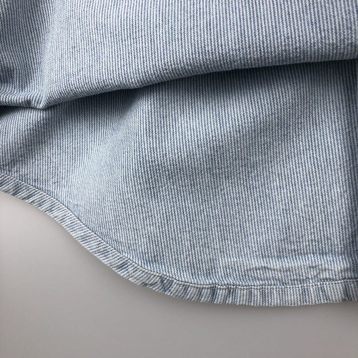 90'S GAP (Old GAP) Long-Sleeve Cotton Stripe Shirt, Made in Canada, Men's Size M (Equivalent), Vintage cotton Blue type light blue Vintage Second Hand