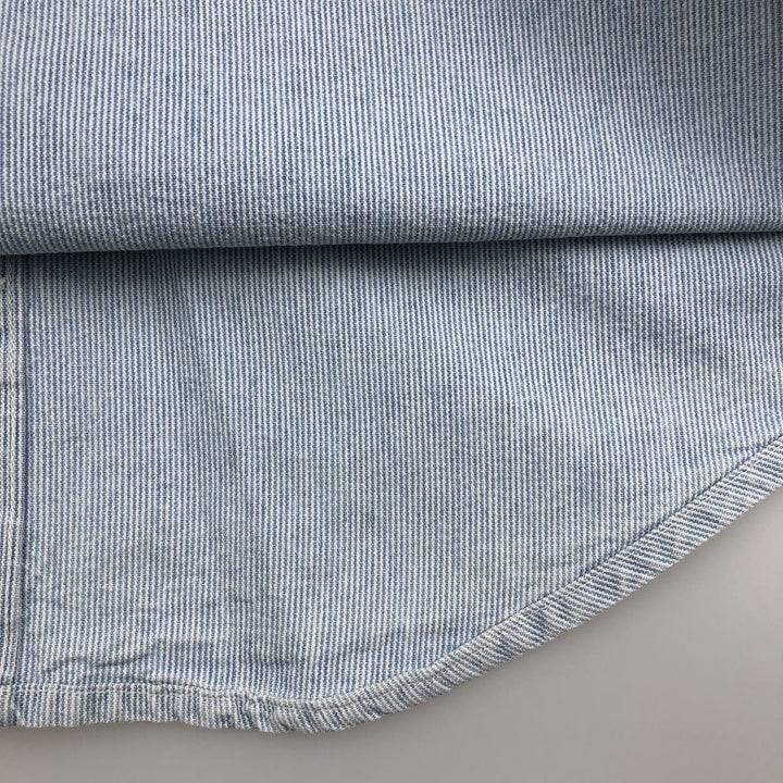 90'S GAP (Old GAP) Long-Sleeve Cotton Stripe Shirt, Made in Canada, Men's Size M (Equivalent), Vintage cotton Blue type light blue Vintage Second Hand