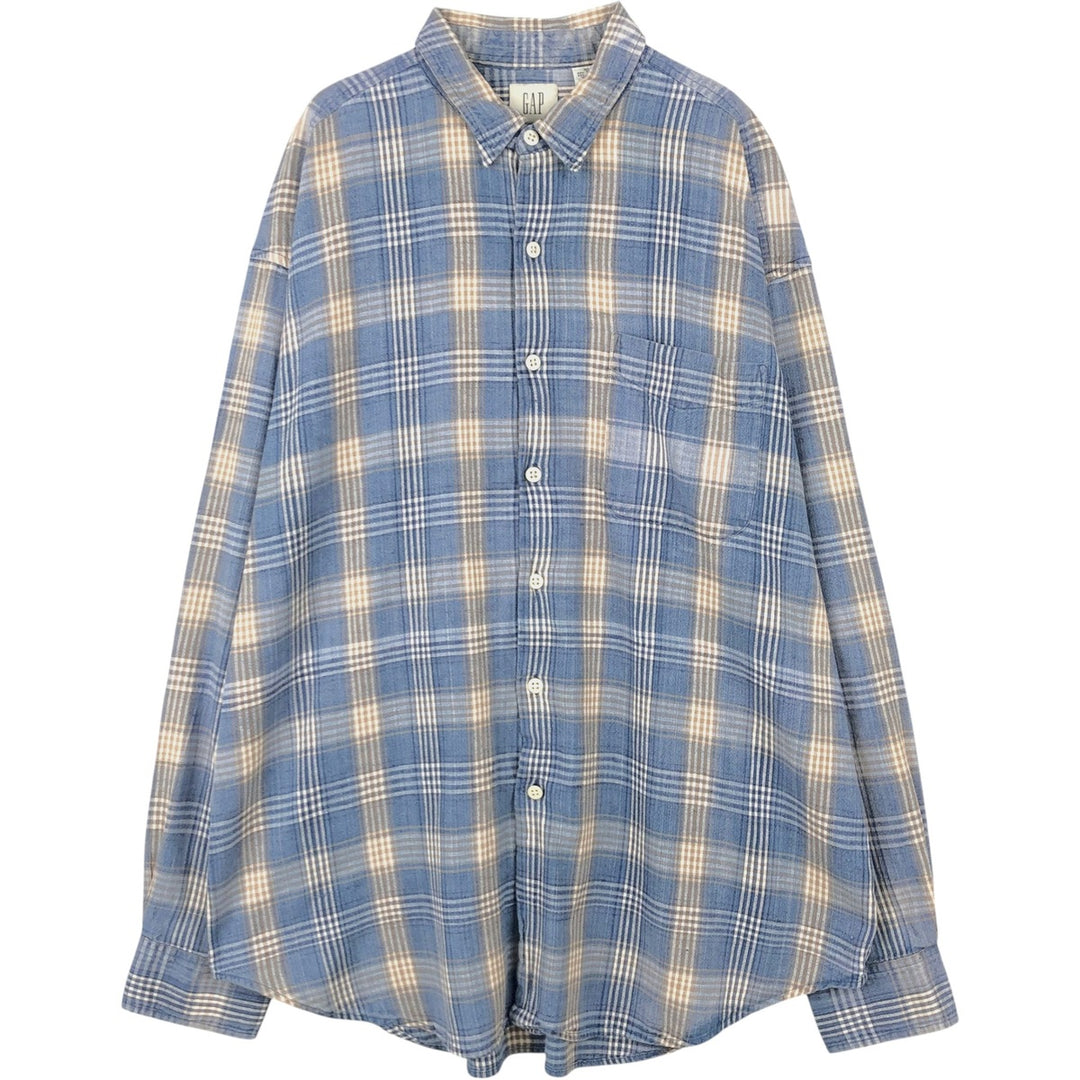 90'S GAP Vintage Long Sleeve Cotton Check Shirt, Men's XL cotton blue type Vintage Second Hand