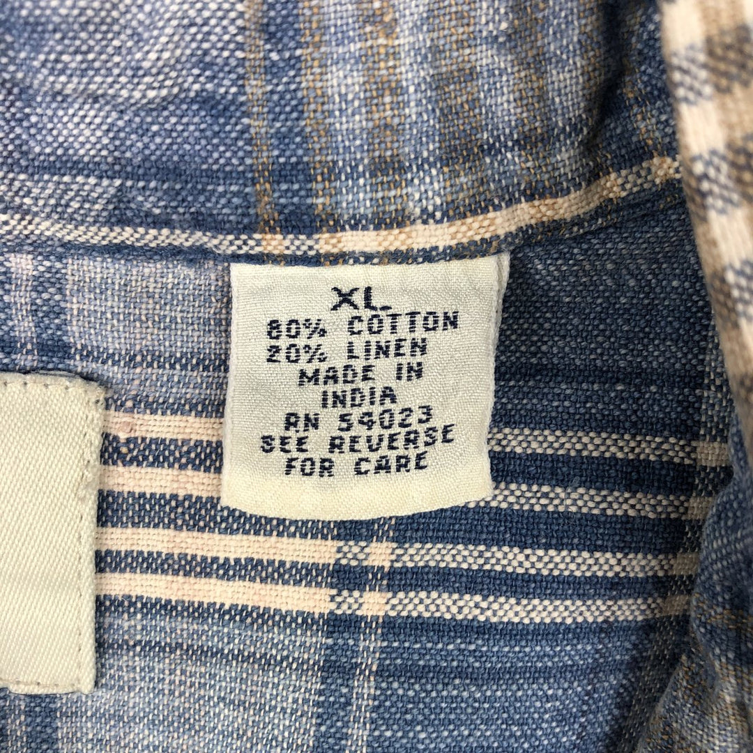 90'S GAP Vintage Long Sleeve Cotton Check Shirt, Men's XL cotton blue type Vintage Second Hand