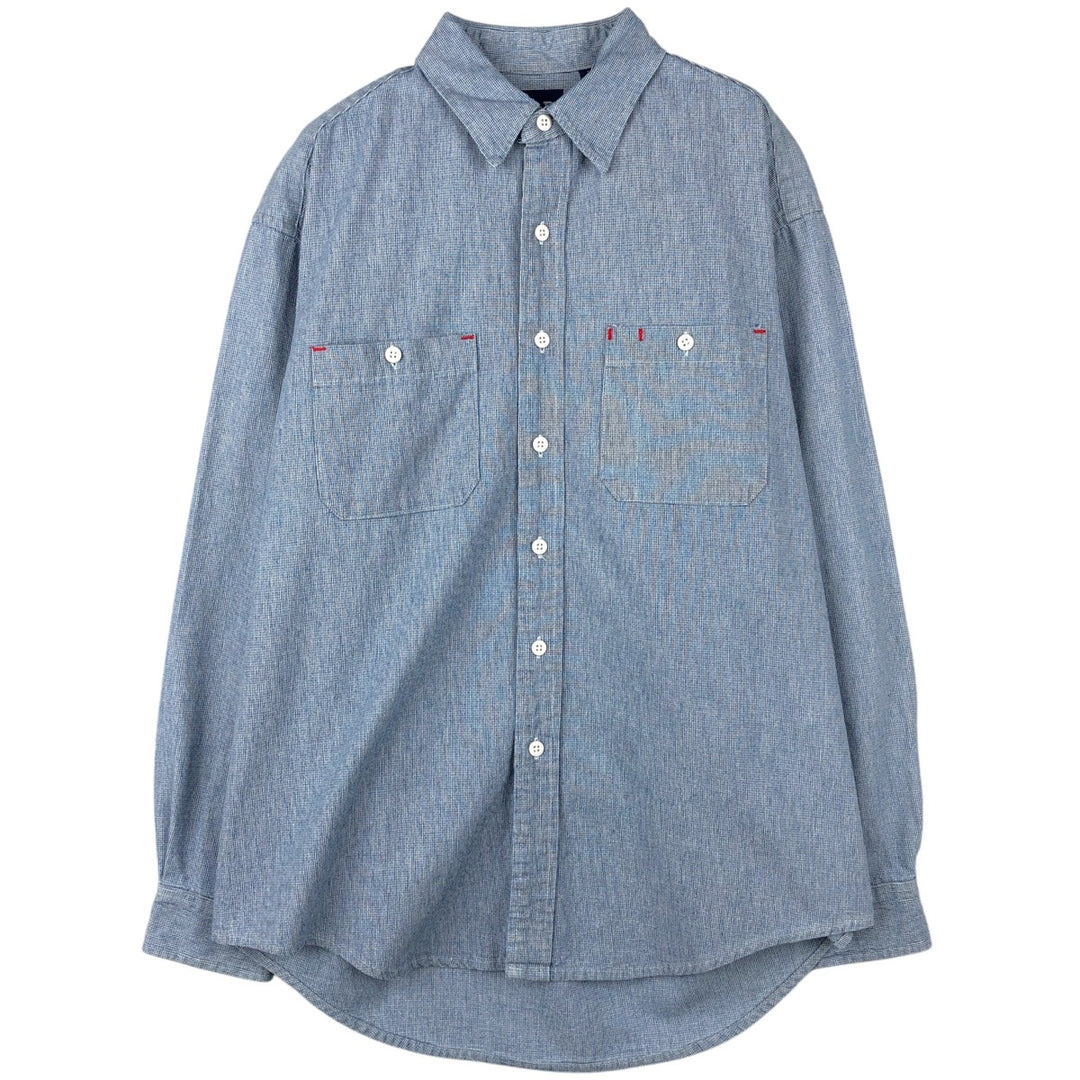 90'S GAP (Old GAP) Long-Sleeve Cotton Shirt, Made in Canada, Men's Size M (Equivalent), Vintage cotton blue type Vintage Second Hand