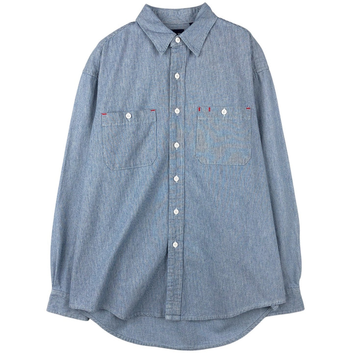 90'S GAP (Old GAP) Long-Sleeve Cotton Shirt, Made in Canada, Men's Size M (Equivalent), Vintage cotton blue type Vintage Second Hand