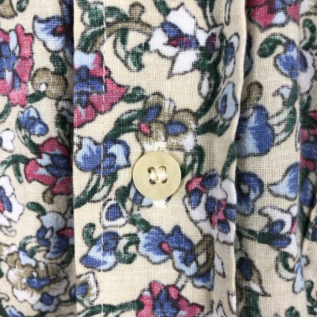 Reyn Spooner Commemorative Classics all-over floral print long-sleeved button-down shirt, made in Hawaii, men's size S equivalent. cotton pale white type Vintage Second Hand