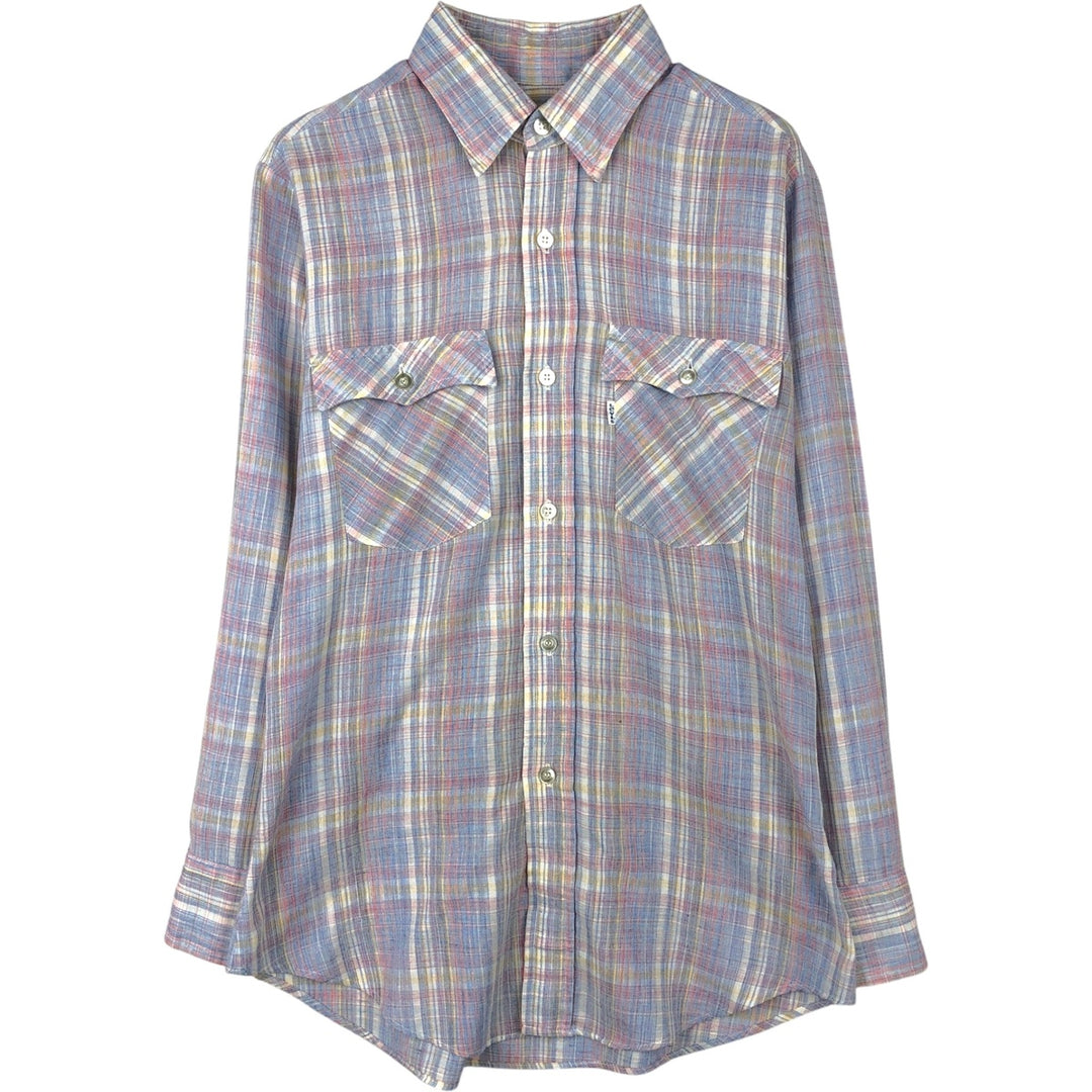 1980'S Levi's LEVI STRAUSS & CO. Check Pattern Long-Sleeve Shirt, Men's Size M (approx.), Vintage unclear blue type Vintage Second Hand