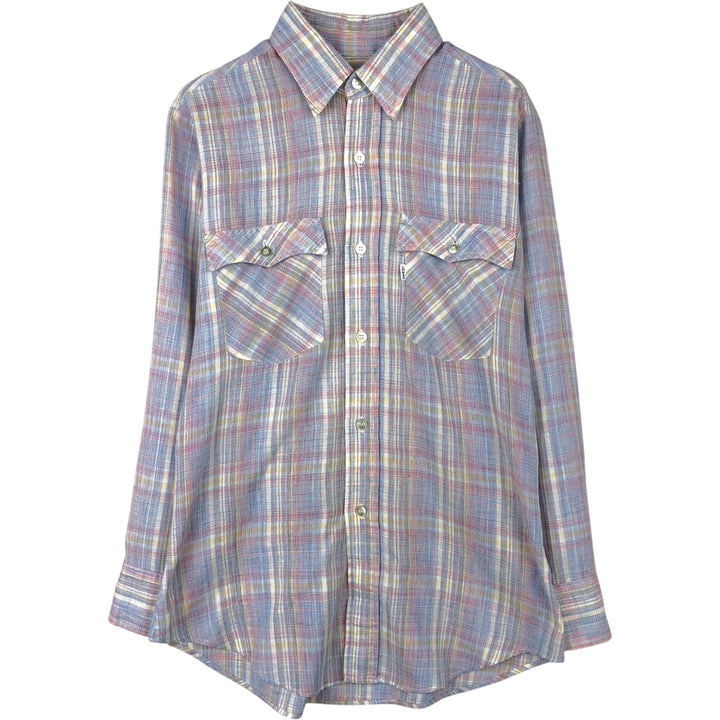 1980'S Levi's LEVI STRAUSS & CO. Check Pattern Long-Sleeve Shirt, Men's Size M (approx.), Vintage unclear blue type Vintage Second Hand