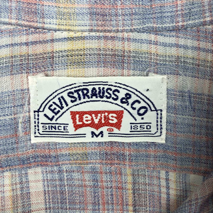 1980'S Levi's LEVI STRAUSS & CO. Check Pattern Long-Sleeve Shirt, Men's Size M (approx.), Vintage unclear blue type Vintage Second Hand